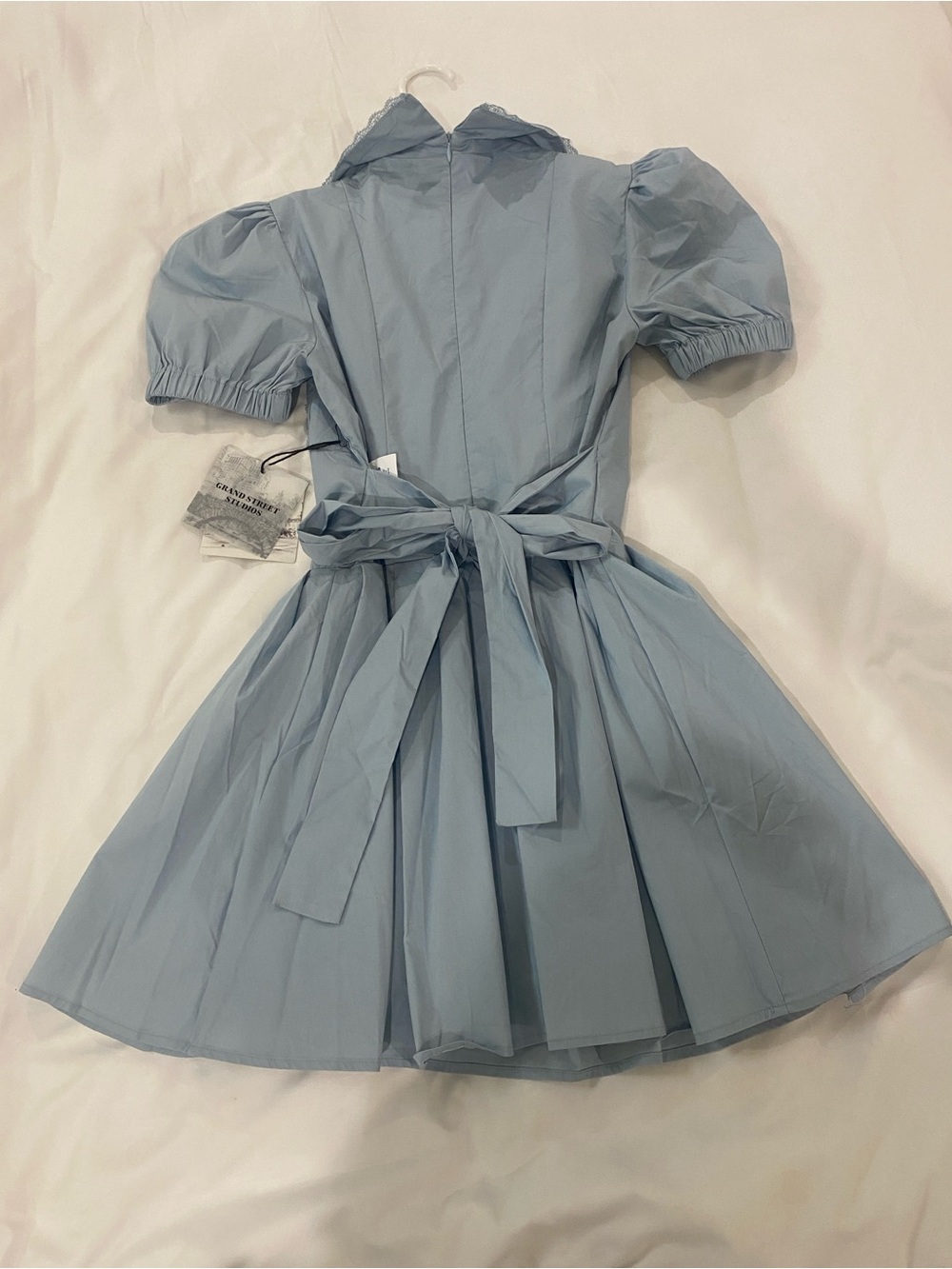 Anthropologie Light Blue Puff-Sleeve Mini Dress - Picture 7 of 10